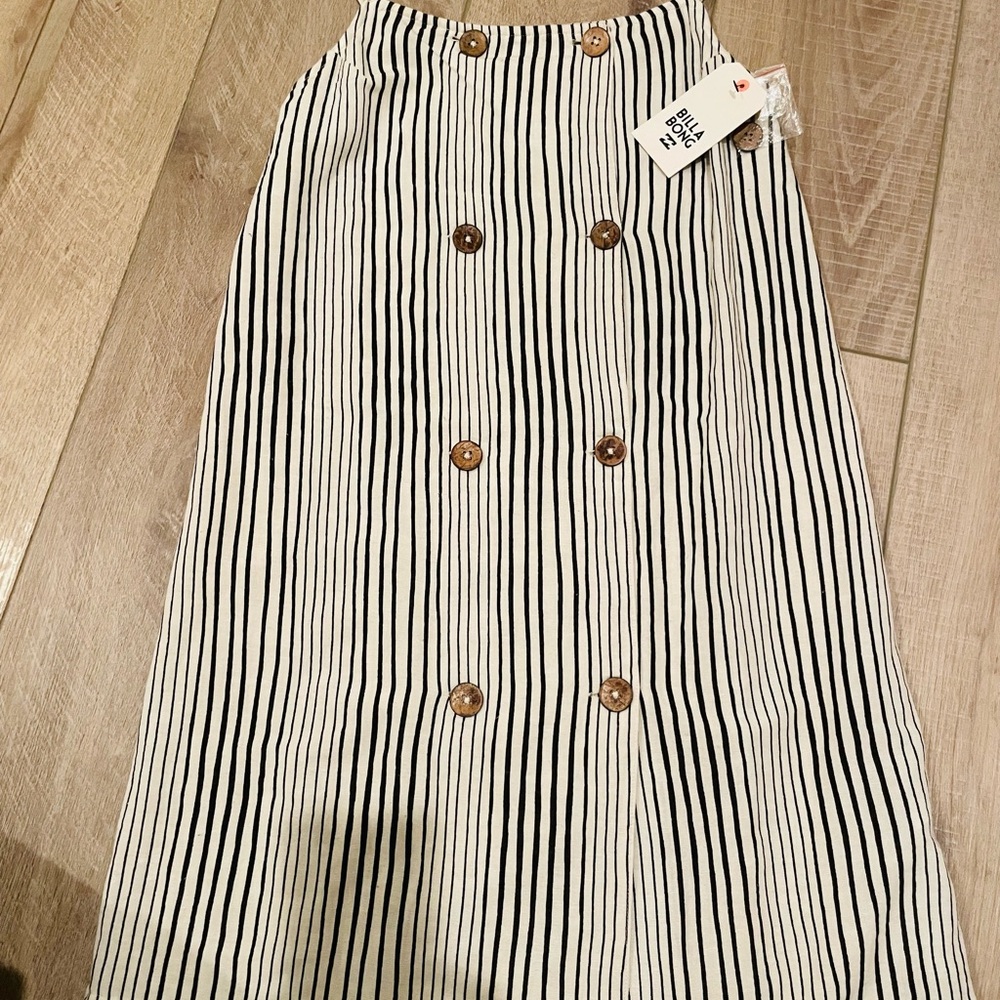 Billabong Black and White Stripe A-Line Skirt